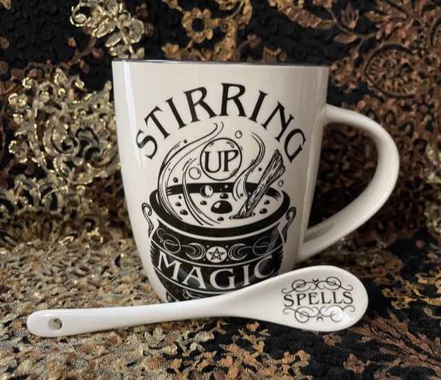 Magical Mug & Spoon Sets-Witches Brew, Freaks, Devil, Black Cat, Hellhound, Cauldron