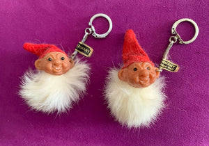Vintage 1970s Fur Gnome Key Ring from Germany