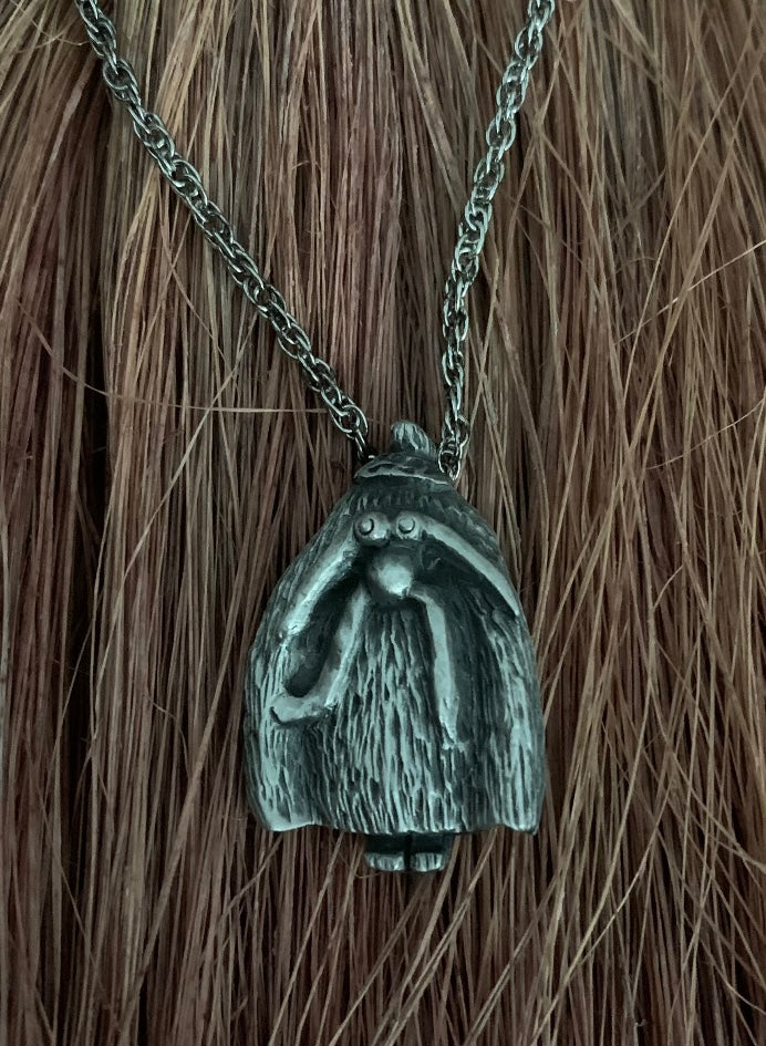 Pewter Troll Necklace (Vintage 1970s)