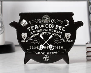 Cauldron Shaped Ceramic Coasters-Witches Brew, Ouija, Bat or Black Cat