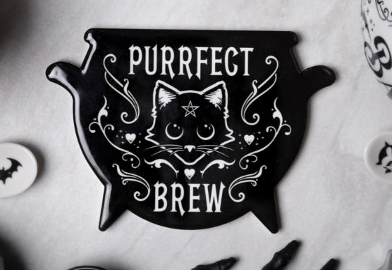 Cauldron Shaped Ceramic Coasters-Witches Brew, Ouija, Bat or Black Cat